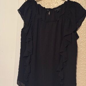 Ann Taylor Black Ruffled Blouse